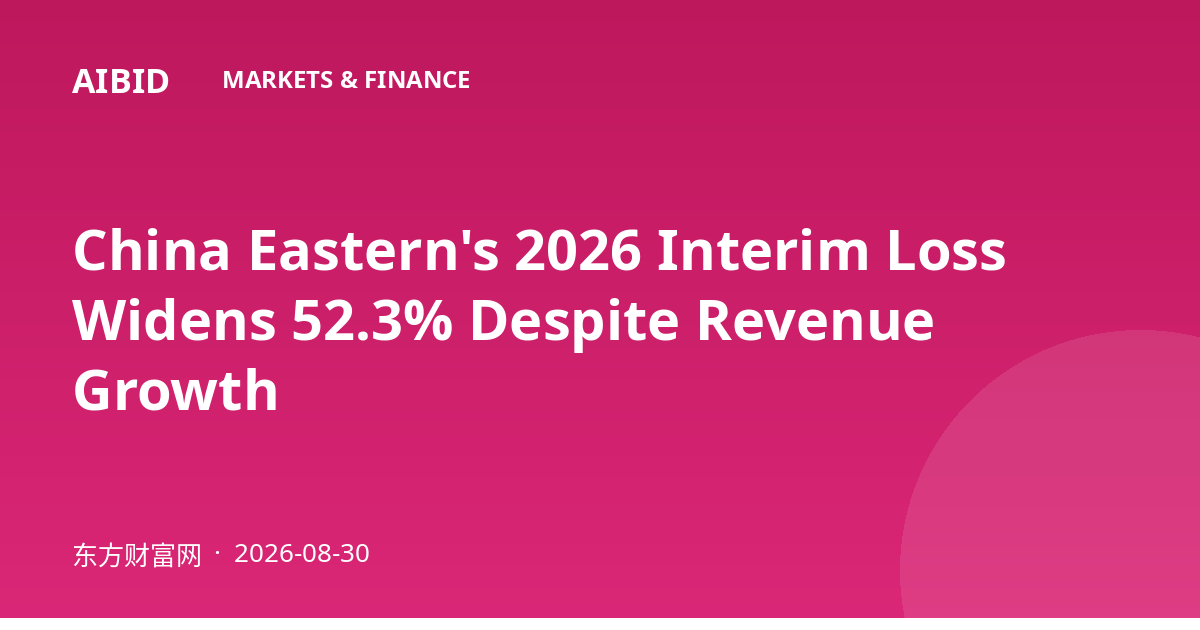 China Eastern's 2026 Interim Loss Widens 52.3% Despite Revenue Growth